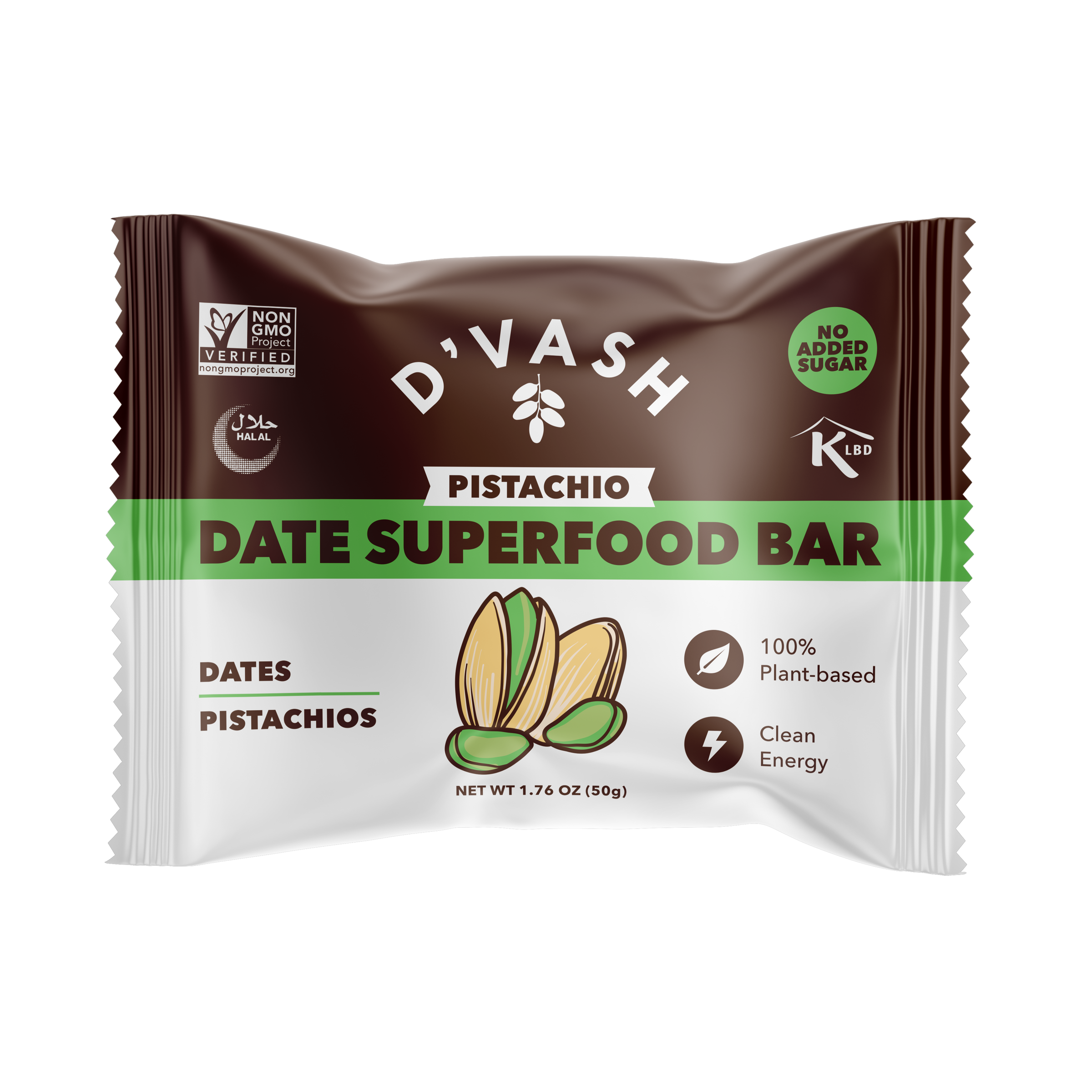 Pistachio Date Energy Bar 6 Pack | D'vash Organics