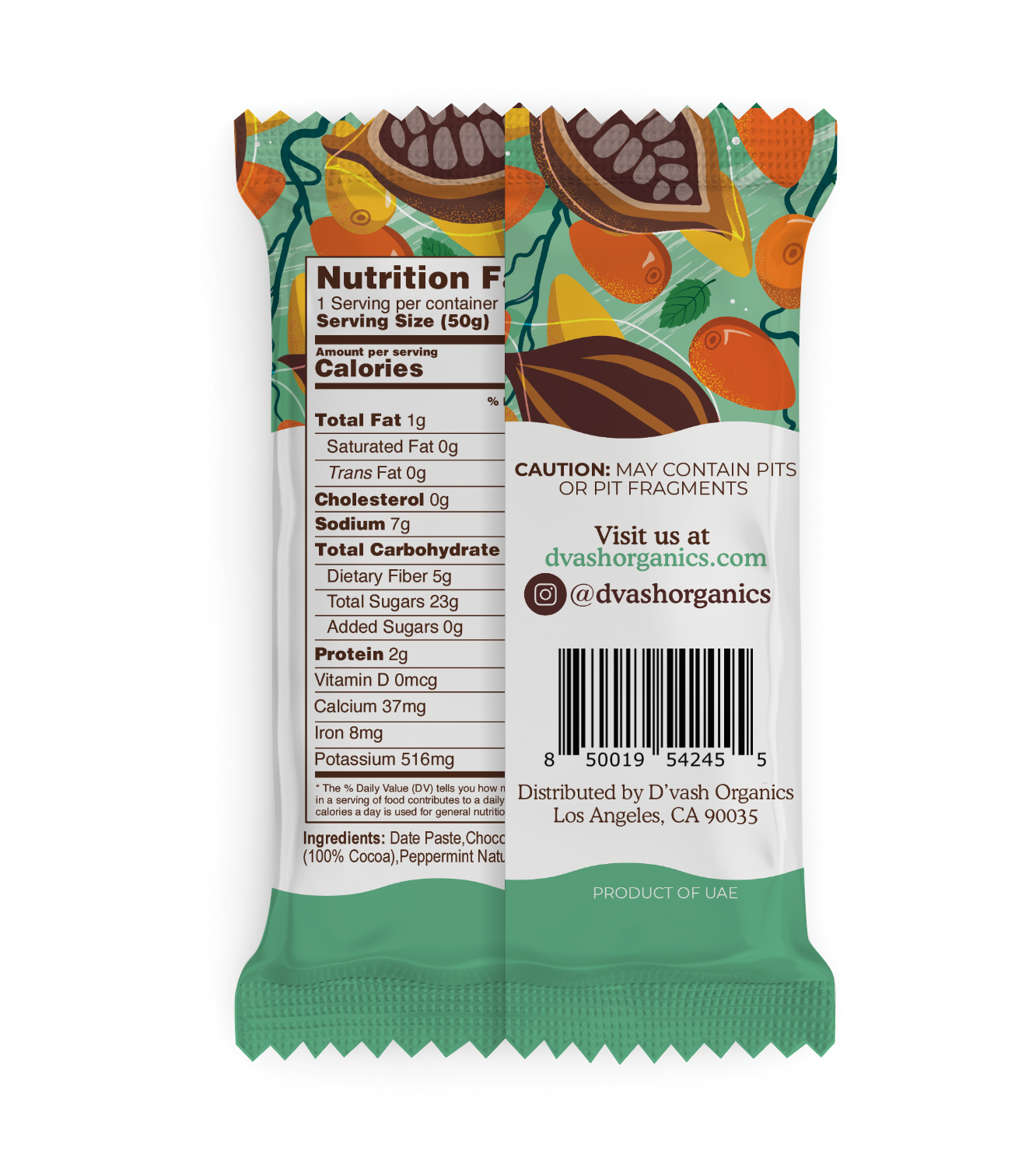 Choco Mint Date Energy Bars - 6 Pack | D'vash Organics