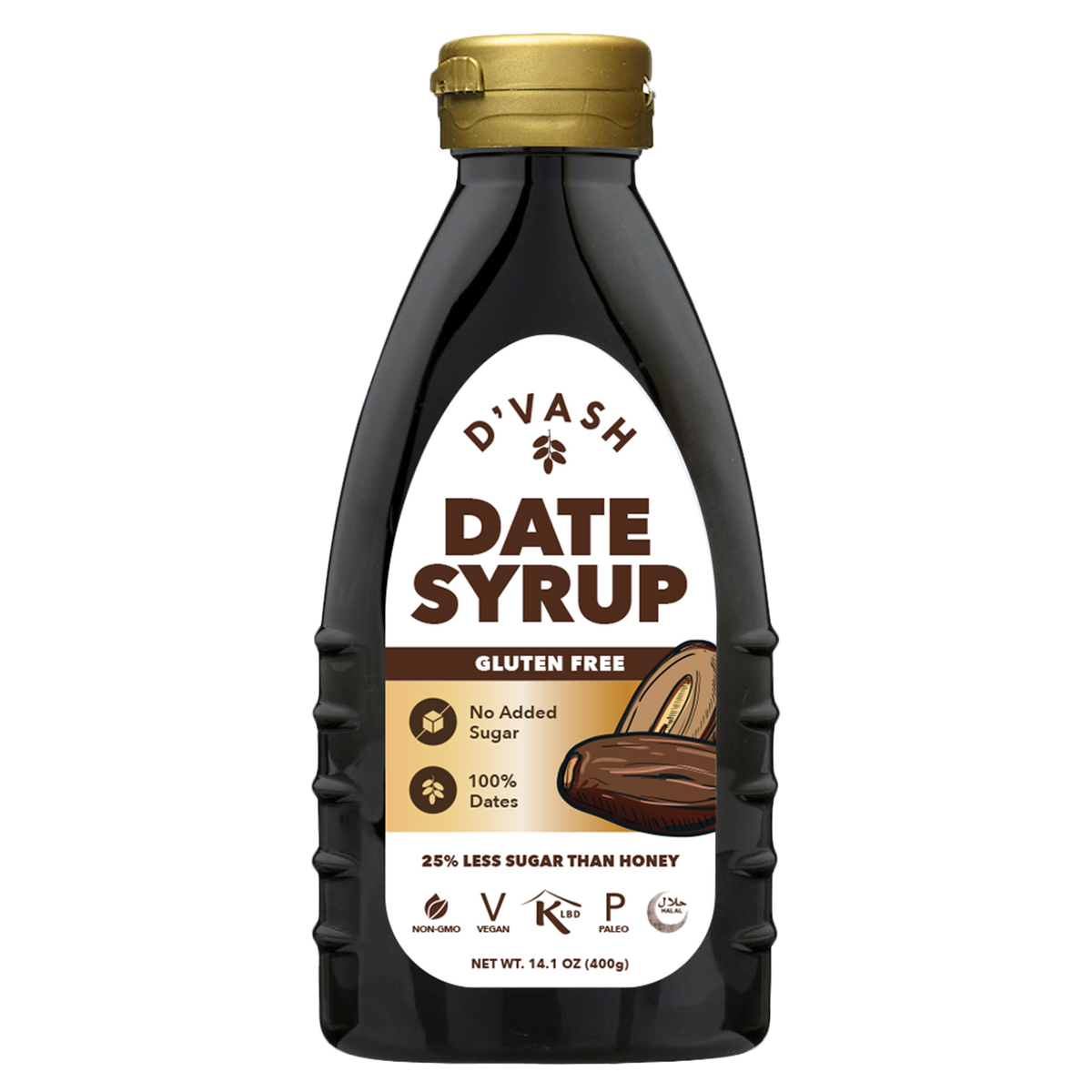 Date Syrup, Non-GMO, 14.1oz | D'vash Organics
